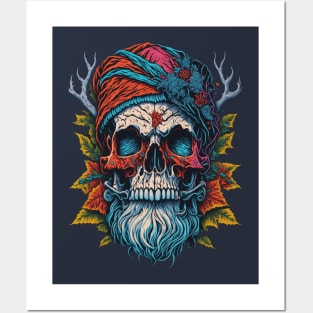 skull santa colorful Posters and Art